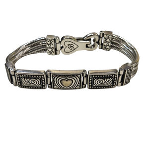 Brighton Silvertone Bracelet Women's Heart Motif Multi-Strand Link Retired